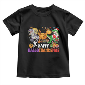 Happy HalloThanksMas Dinosaur Baby Shirt Halloween Thanksgiving Christmas TS02 Black Print Your Wear