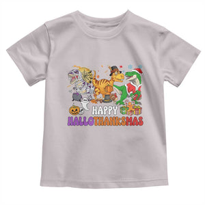 Happy HalloThanksMas Dinosaur Baby Shirt Halloween Thanksgiving Christmas TS02 Ice Gray Print Your Wear