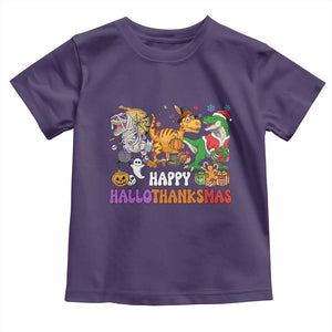 Happy HalloThanksMas Dinosaur Baby Shirt Halloween Thanksgiving Christmas TS02 Purple Print Your Wear