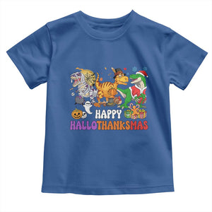 Happy HalloThanksMas Dinosaur Baby Shirt Halloween Thanksgiving Christmas TS02 Royal Blue Print Your Wear