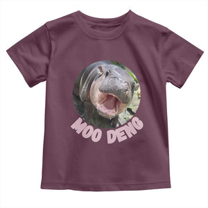 Baby Hippo Moo Deng Toddler T Shirt Cute Pygmy Hippopotamus Bouncy Pig TS02 Maroon Print Your Wear
