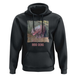 Baby Hippo Moo Deng Hoodie Cute Pygmy Hippopotamus In Thai TS02 Black Print Your Wear
