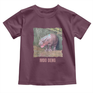 Baby Hippo Moo Deng Toddler T Shirt Cute Pygmy Hippopotamus In Thai TS02 Maroon Print Your Wear