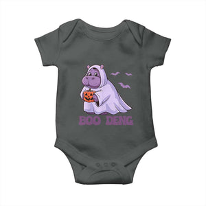 Baby Hippo Moo Deng Baby Onesie Boo-deng Halloween Cute Pygmy Hippopotamus TS02 Dark Heather Print Your Wear