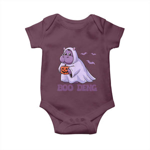Baby Hippo Moo Deng Baby Onesie Boo-deng Halloween Cute Pygmy Hippopotamus TS02 Maroon Print Your Wear