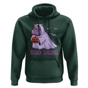 Baby Hippo Moo Deng Hoodie Boo-deng Halloween Cute Pygmy Hippopotamus TS02 Dark Forest Green Print Your Wear