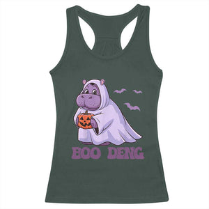 Baby Hippo Moo Deng Racerback Tank Top Boo-deng Halloween Cute Pygmy Hippopotamus TS02 Dark Forest Green Print Your Wear