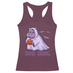 Baby Hippo Moo Deng Racerback Tank Top Boo-deng Halloween Cute Pygmy Hippopotamus TS02 Maroon Print Your Wear