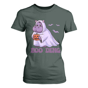 Baby Hippo Moo Deng T Shirt For Women Boo-deng Halloween Cute Pygmy Hippopotamus TS02 Dark Forest Green Print Your Wear