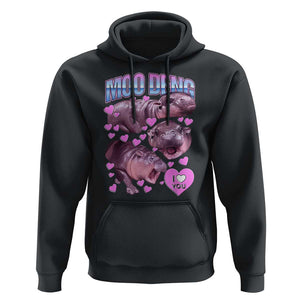 Baby Hippo Moo Deng Hoodie I Love Moo-Deng I Heart You Cute Pygmy Hippopotamus TS02 Black Print Your Wear