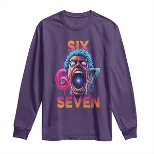 Mason 67 Chaos Edition Long Sleeve Shirt Psychedelic Screaming Six Seven Meme TS02 Purple Print Your Wear