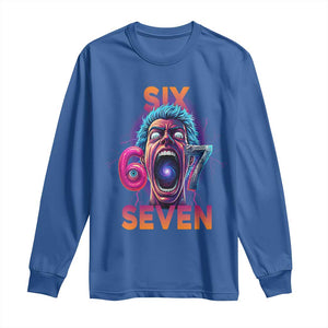 Mason 67 Chaos Edition Long Sleeve Shirt Psychedelic Screaming Six Seven Meme TS02 Royal Blue Print Your Wear