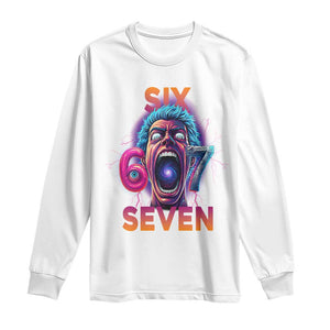 Mason 67 Chaos Edition Long Sleeve Shirt Psychedelic Screaming Six Seven Meme TS02 White Print Your Wear