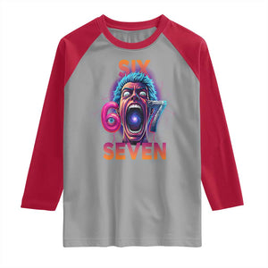 Mason 67 Chaos Edition Raglan Shirt Psychedelic Screaming Six Seven Meme TS02 Sport Gray Red Print Your Wear
