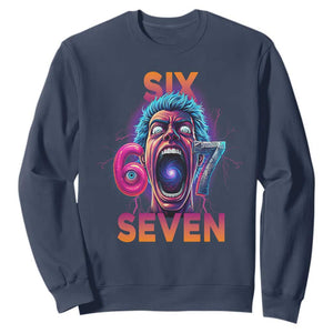 Mason 67 Chaos Edition Sweatshirt Psychedelic Screaming Six Seven Meme TS02 Navy Print Your Wear