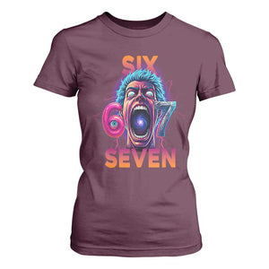 Mason 67 Chaos Edition T Shirt For Women Psychedelic Screaming Six Seven Meme TS02 Maroon Print Your Wear