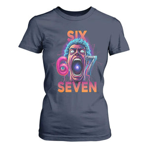 Mason 67 Chaos Edition T Shirt For Women Psychedelic Screaming Six Seven Meme TS02 Navy Print Your Wear