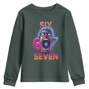 Mason 67 Chaos Edition Youth Sweatshirt Psychedelic Screaming Six Seven Meme TS02 Dark Forest Green Print Your Wear