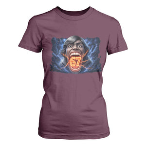 Screaming Mason 67 Kid Meme T Shirt For Women Six Seven Viral Devil Transformation Horror Edit TS02 Maroon Print Your Wear