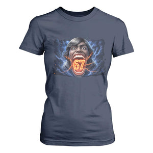 Screaming Mason 67 Kid Meme T Shirt For Women Six Seven Viral Devil Transformation Horror Edit TS02 Navy Print Your Wear