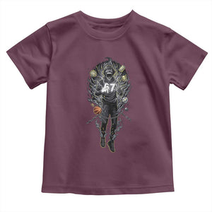 Mason 67 Energy Overload Toddler T Shirt Six Seven Meme Lightning Horror Devil Edit TS02 Maroon Print Your Wear