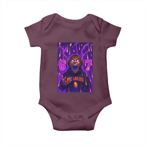 Mason 67 Meme Graphic Baby Onesie Glowing Eyes Devil Edit 6 7 Viral Six Seven Scream TS02 Maroon Print Your Wear