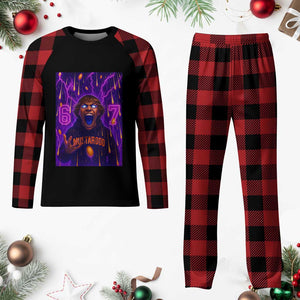 Mason 67 Meme Graphic Plaid Pajama Set Glowing Eyes Devil Edit 6 7 Viral Six Seven Scream TS02 Buffalo Plaid Print Your Wear