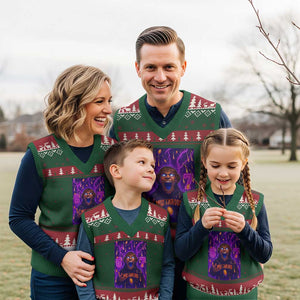 Mason 67 Meme Graphic V-Neck Knit Sweater Vest Glowing Eyes Devil Edit 6 7 Viral Six Seven Scream TS02 Red Green Print Your Wear