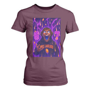 Mason 67 Meme Graphic T Shirt For Women Glowing Eyes Devil Edit 6 7 Viral Six Seven Scream TS02 Maroon Print Your Wear