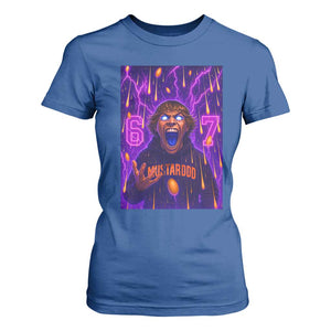 Mason 67 Meme Graphic T Shirt For Women Glowing Eyes Devil Edit 6 7 Viral Six Seven Scream TS02 Royal Blue Print Your Wear