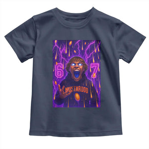 Mason 67 Meme Graphic Toddler T Shirt Glowing Eyes Devil Edit 6 7 Viral Six Seven Scream TS02 Navy Print Your Wear