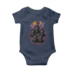 Mason 6 7 Meme Graphic Baby Onesie Six Seven 67 Meme Horror Edit Bootleg TS02 Navy Print Your Wear
