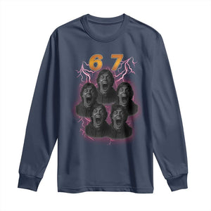 Mason 6 7 Meme Graphic Long Sleeve Shirt Six Seven 67 Meme Horror Edit Bootleg TS02 Navy Print Your Wear