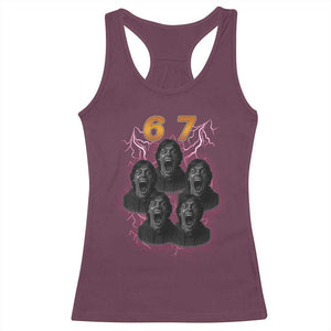 Mason 6 7 Meme Graphic Racerback Tank Top Six Seven 67 Meme Horror Edit Bootleg TS02 Maroon Print Your Wear