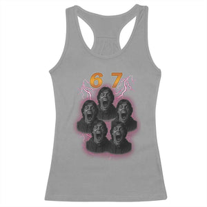 Mason 6 7 Meme Graphic Racerback Tank Top Six Seven 67 Meme Horror Edit Bootleg TS02 Sport Gray Print Your Wear