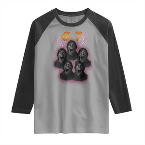Mason 6 7 Meme Graphic Raglan Shirt Six Seven 67 Meme Horror Edit Bootleg TS02 Sport Gray Black Print Your Wear