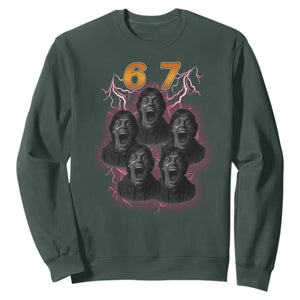 Mason 6 7 Meme Graphic Sweatshirt Six Seven 67 Meme Horror Edit Bootleg TS02 Dark Forest Green Print Your Wear