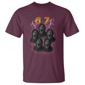 Mason 6 7 Meme Graphic T Shirt Six Seven 67 Meme Horror Edit Bootleg TS02 Maroon Print Your Wear