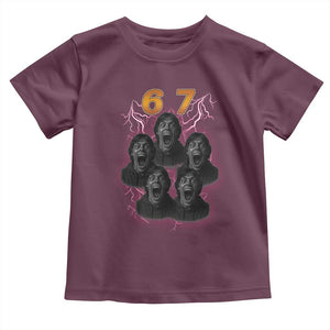 Mason 6 7 Meme Graphic Toddler T Shirt Six Seven 67 Meme Horror Edit Bootleg TS02 Maroon Print Your Wear