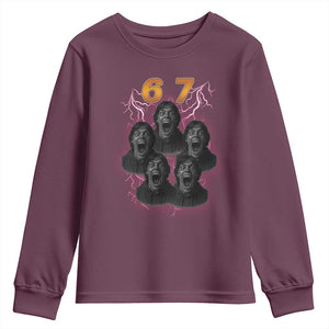 Mason 6 7 Meme Graphic Youth Sweatshirt Six Seven 67 Meme Horror Edit Bootleg TS02 Maroon Print Your Wear