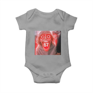 67 Mason Kid Glitchcore Graphic Baby Onesie Screaming Boy Six Seven Viral Meme Devil Edit TS02 Sport Gray Print Your Wear