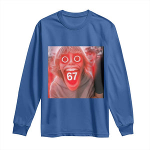 67 Mason Kid Glitchcore Graphic Long Sleeve Shirt Screaming Boy Six Seven Viral Meme Devil Edit TS02 Royal Blue Print Your Wear