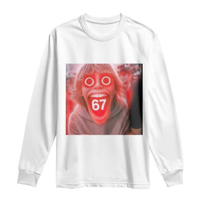 67 Mason Kid Glitchcore Graphic Long Sleeve Shirt Screaming Boy Six Seven Viral Meme Devil Edit TS02 White Print Your Wear