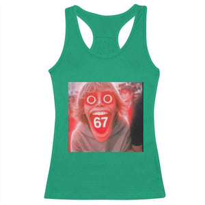 67 Mason Kid Glitchcore Graphic Racerback Tank Top Screaming Boy Six Seven Viral Meme Devil Edit TS02 Irish Green Print Your Wear