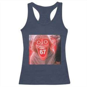67 Mason Kid Glitchcore Graphic Racerback Tank Top Screaming Boy Six Seven Viral Meme Devil Edit TS02 Navy Print Your Wear