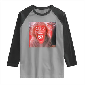 67 Mason Kid Glitchcore Graphic Raglan Shirt Screaming Boy Six Seven Viral Meme Devil Edit TS02 Sport Gray Black Print Your Wear