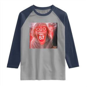 67 Mason Kid Glitchcore Graphic Raglan Shirt Screaming Boy Six Seven Viral Meme Devil Edit TS02 Sport Gray Navy Print Your Wear
