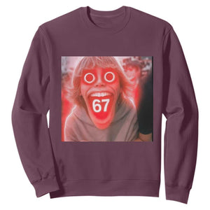 67 Mason Kid Glitchcore Graphic Sweatshirt Screaming Boy Six Seven Viral Meme Devil Edit TS02 Maroon Print Your Wear