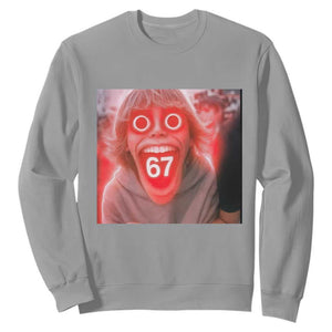 67 Mason Kid Glitchcore Graphic Sweatshirt Screaming Boy Six Seven Viral Meme Devil Edit TS02 Sport Gray Print Your Wear