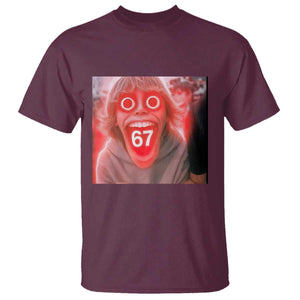 67 Mason Kid Glitchcore Graphic T Shirt Screaming Boy Six Seven Viral Meme Devil Edit TS02 Maroon Print Your Wear